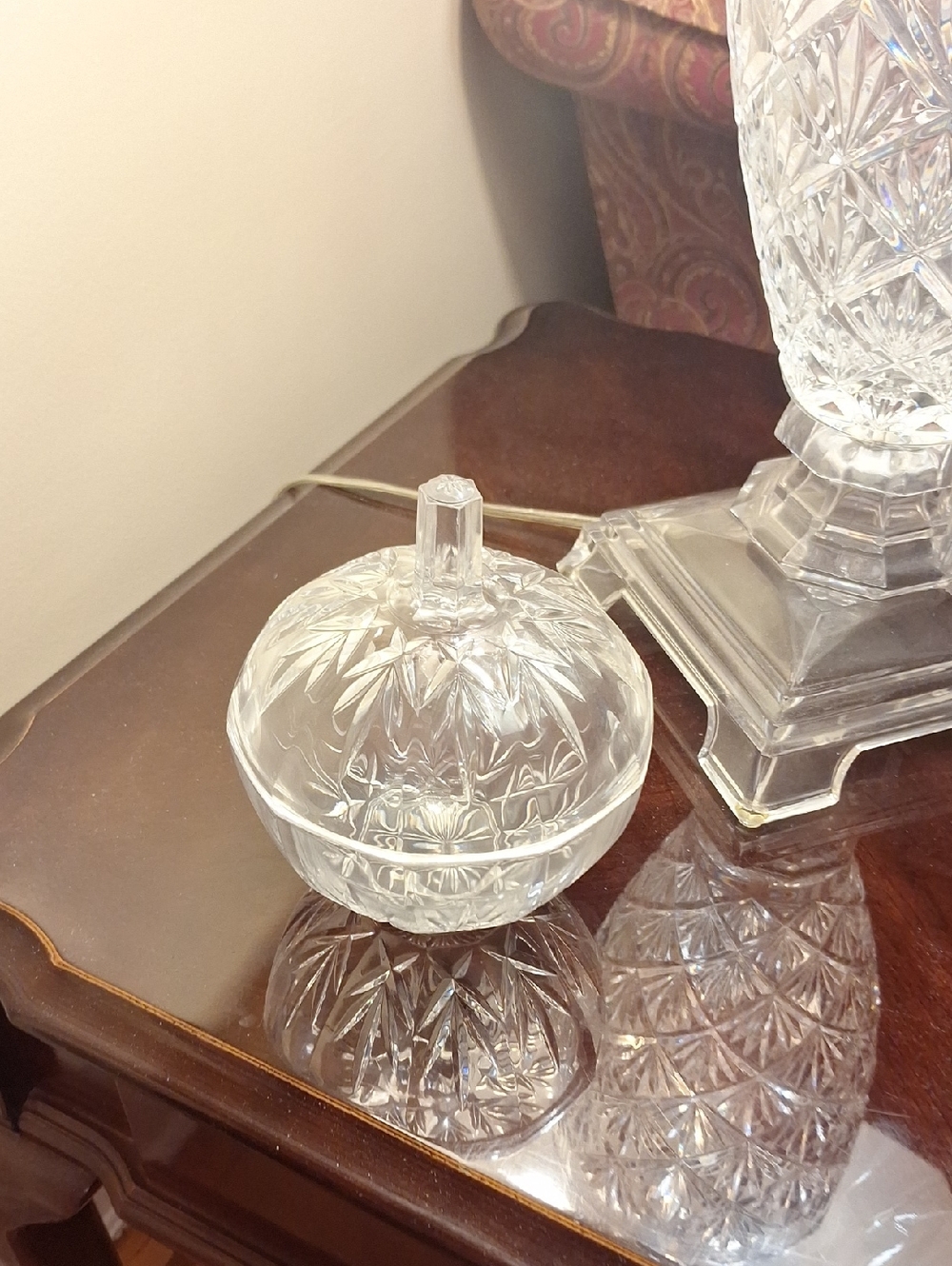 Cut Glass Covered Sugar Bowl - Clear Crystal Style